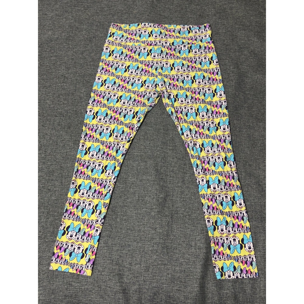 LuLaRoe Womens Tall & Curvy Leggings Disney Minnie Mouse Yellow All Over Print